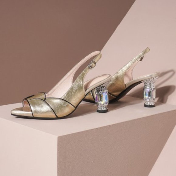 Rhinestone bag heel temperament high heels - Picture 4 of 4